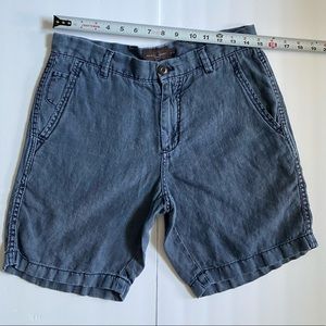 Chambray Linen Flat Front Shorts 30W